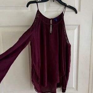 Aerpostale Cold Shoulder top in deep plum. size large